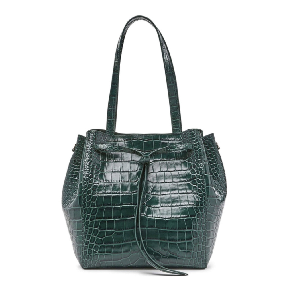 🐊 Pop & Suki Embossed Crocodile Carryall Tote in Emerald NWOT